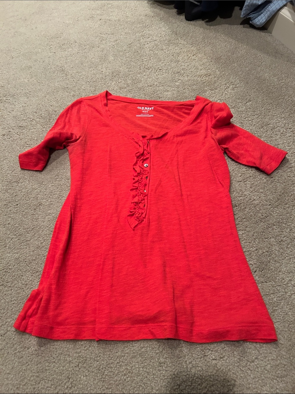Old Navy Coral Ruffled Henley Top
